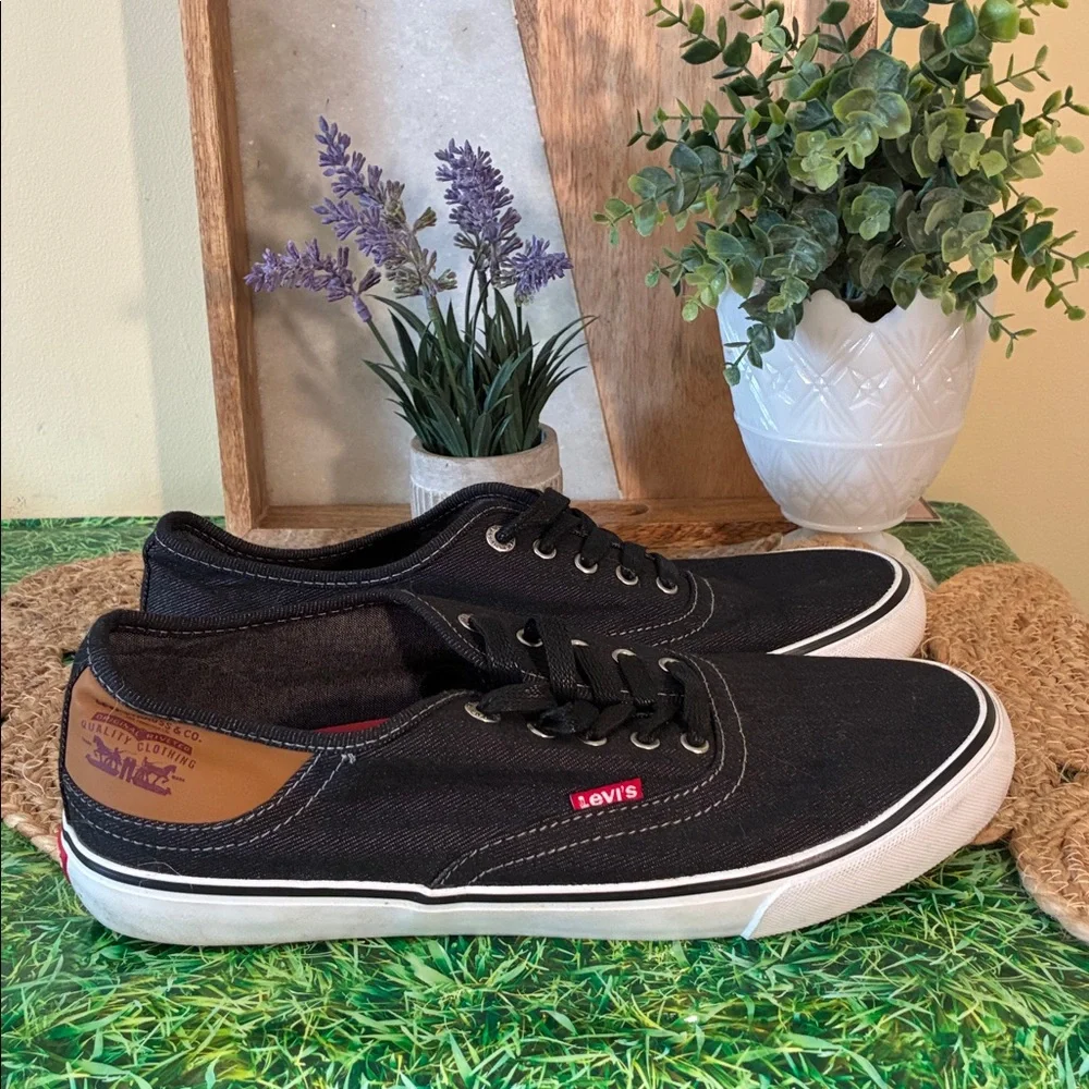 Levi's Black Canvas Sneakers with White Soles